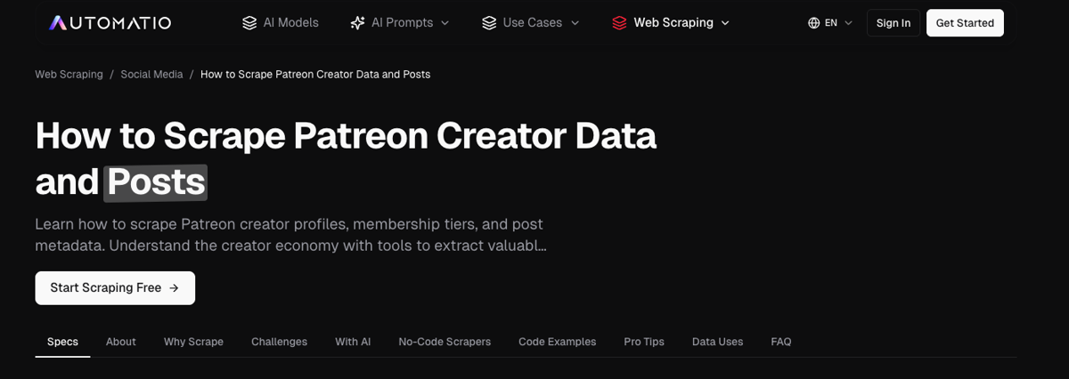 Automatio Patreon web scraper