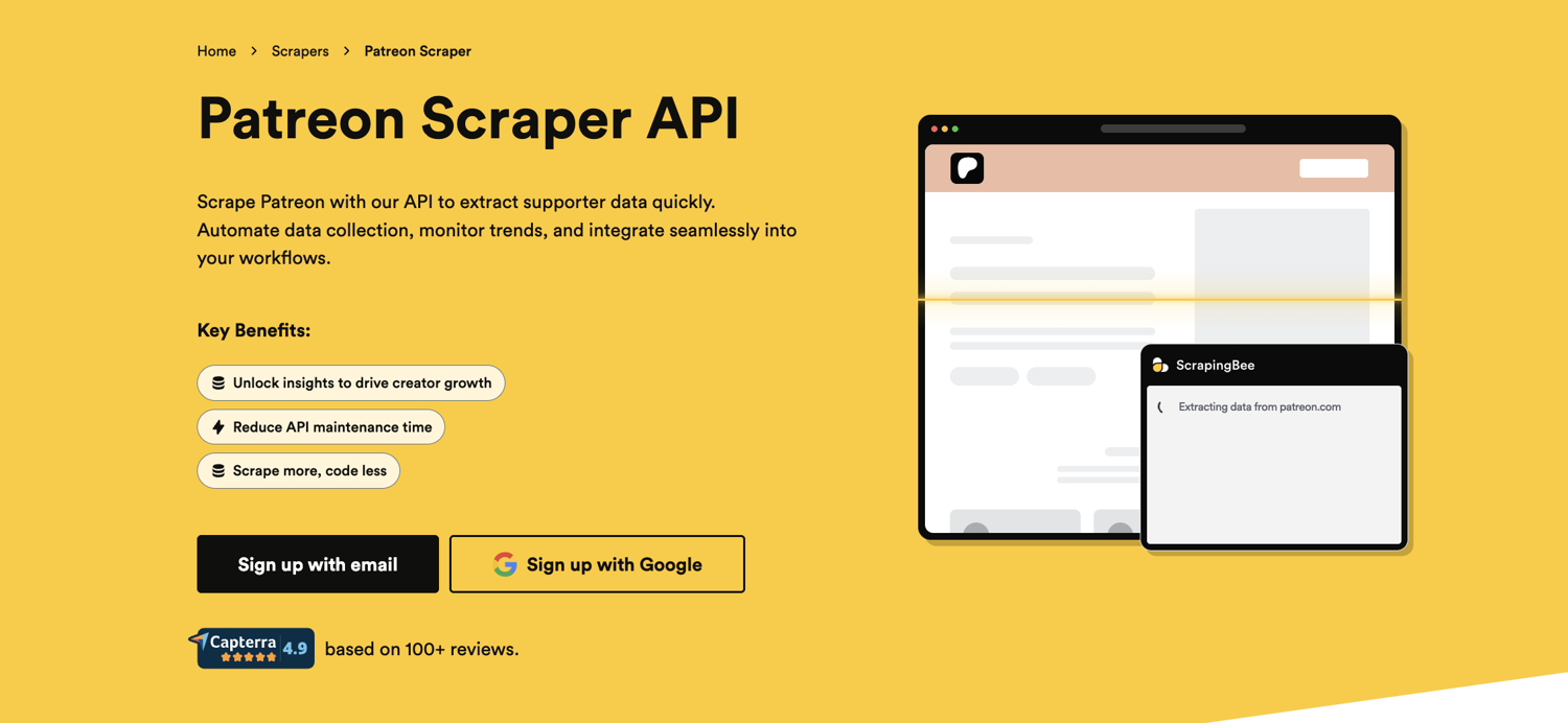 ScrapingBee Patreon scraper