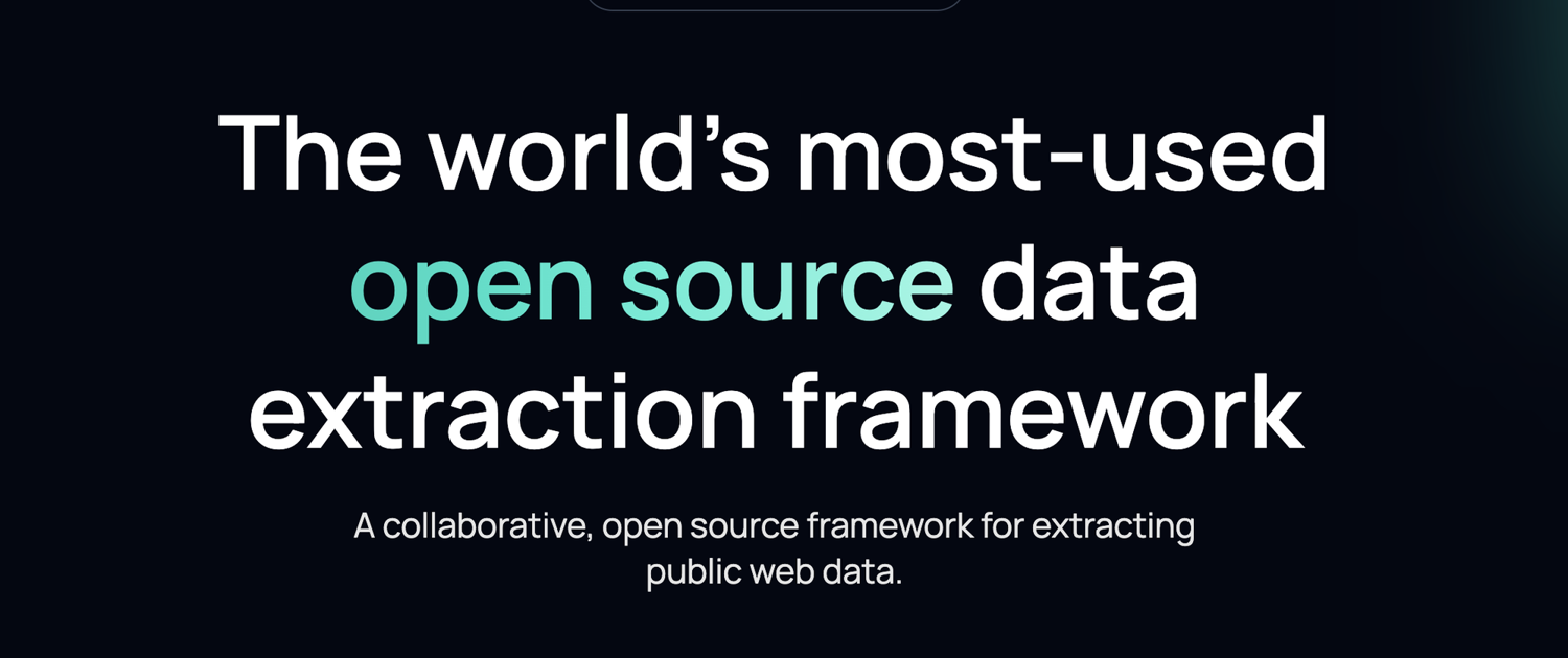 Scrapy homepage describing it as the world's most-used open source data extraction framework