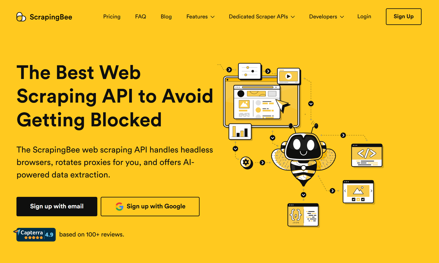 ScrapingBee web scraping API dashboard