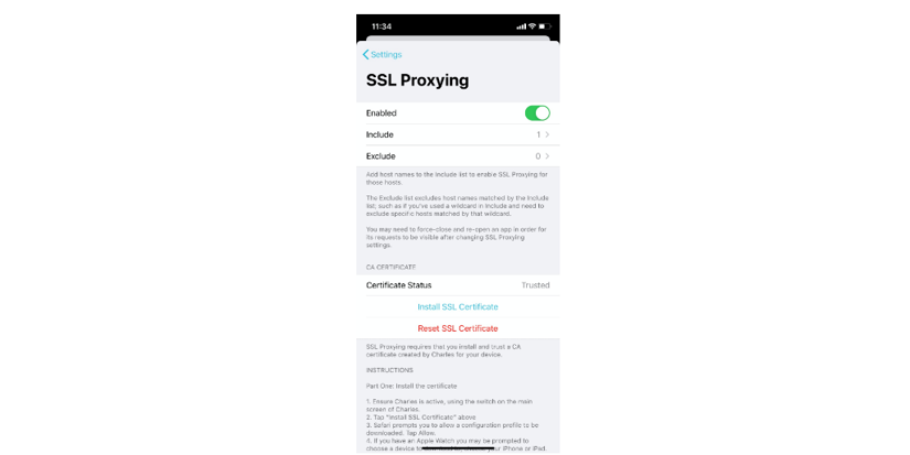 SSL proxying Charles iOS app