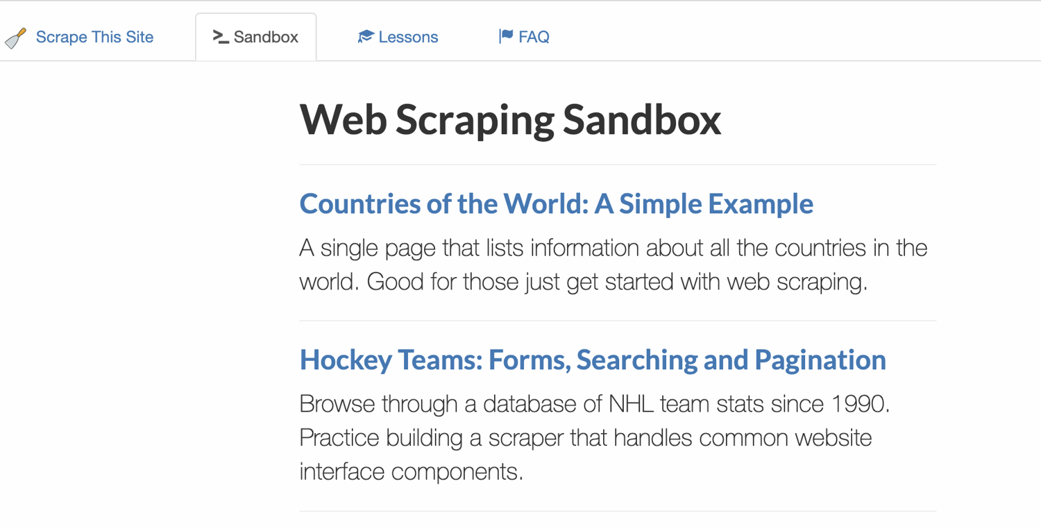 Sandbox page