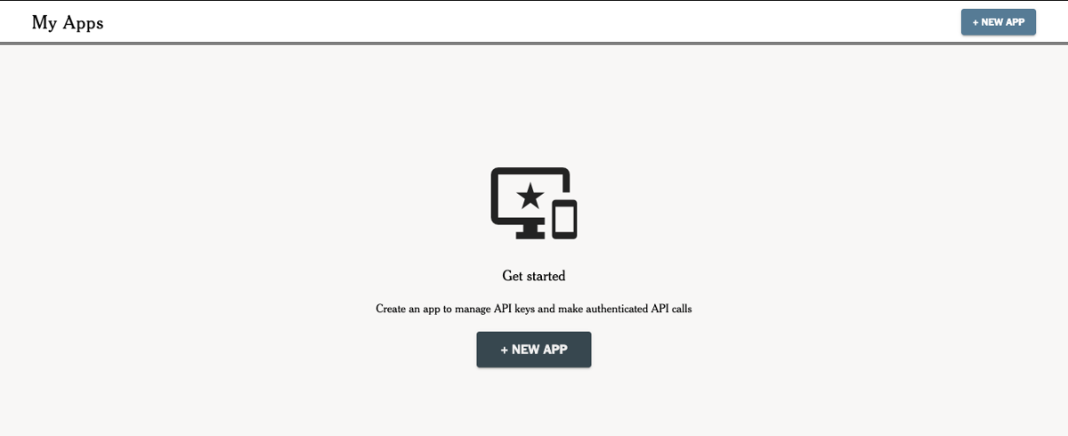 Creating a new app in the New York Times Developer portal