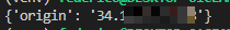 Python output showing the proxy's egress IP returned by httpbin