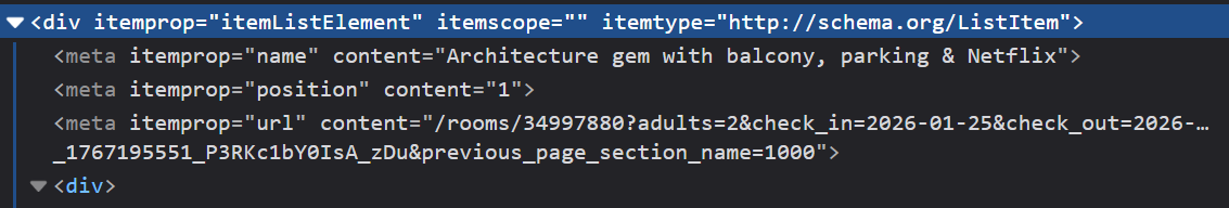 Meta tags provided for every listing