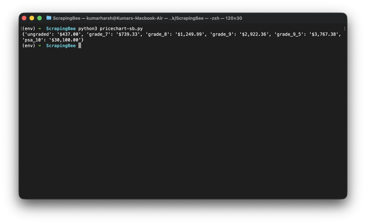 ScrapingBee's extract rules result