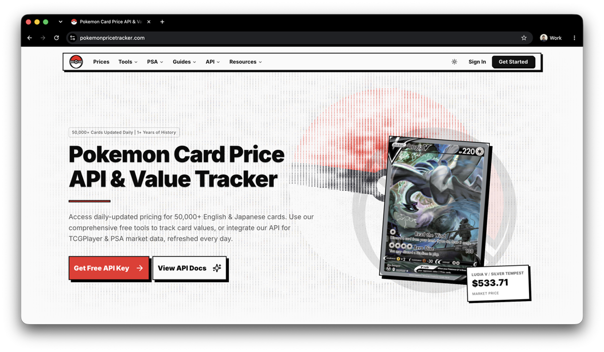 pokemonpricetracker.com homepage