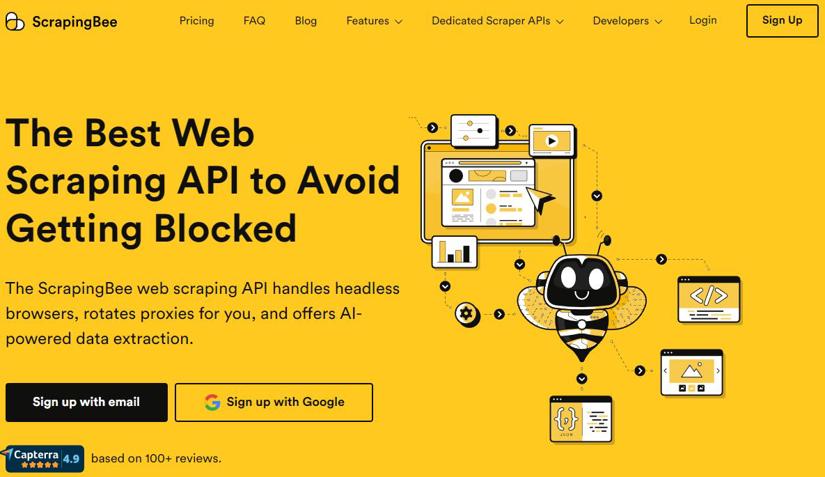 ScrapingBee homepage