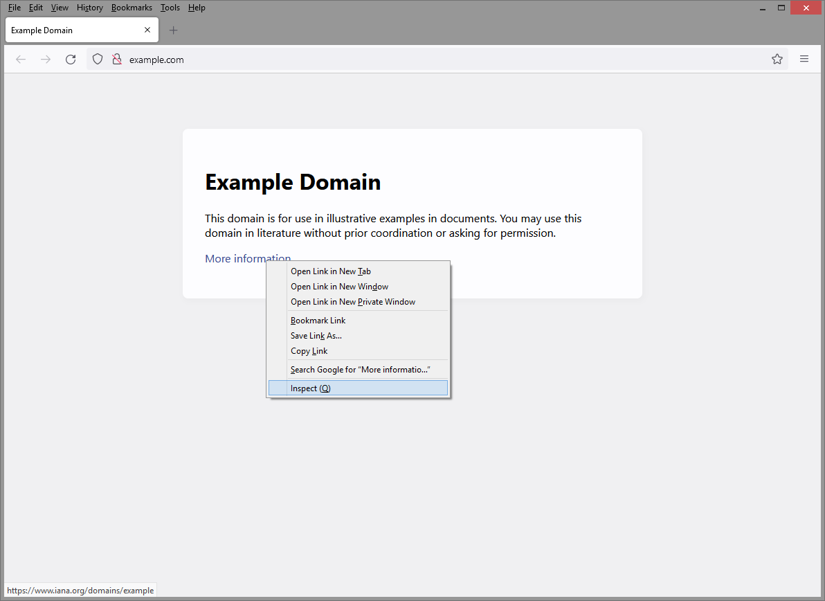 Element context menu