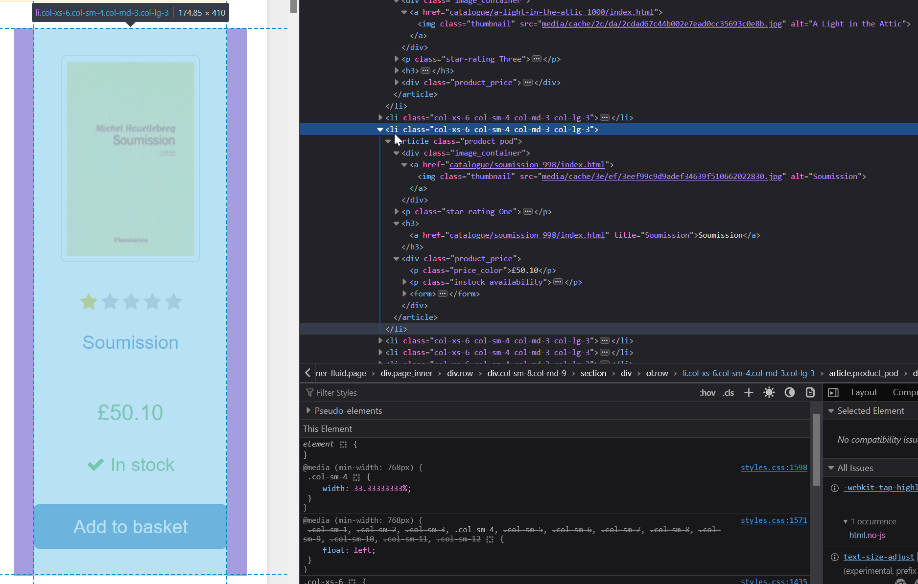 Example HTML to scrape with Kotlin