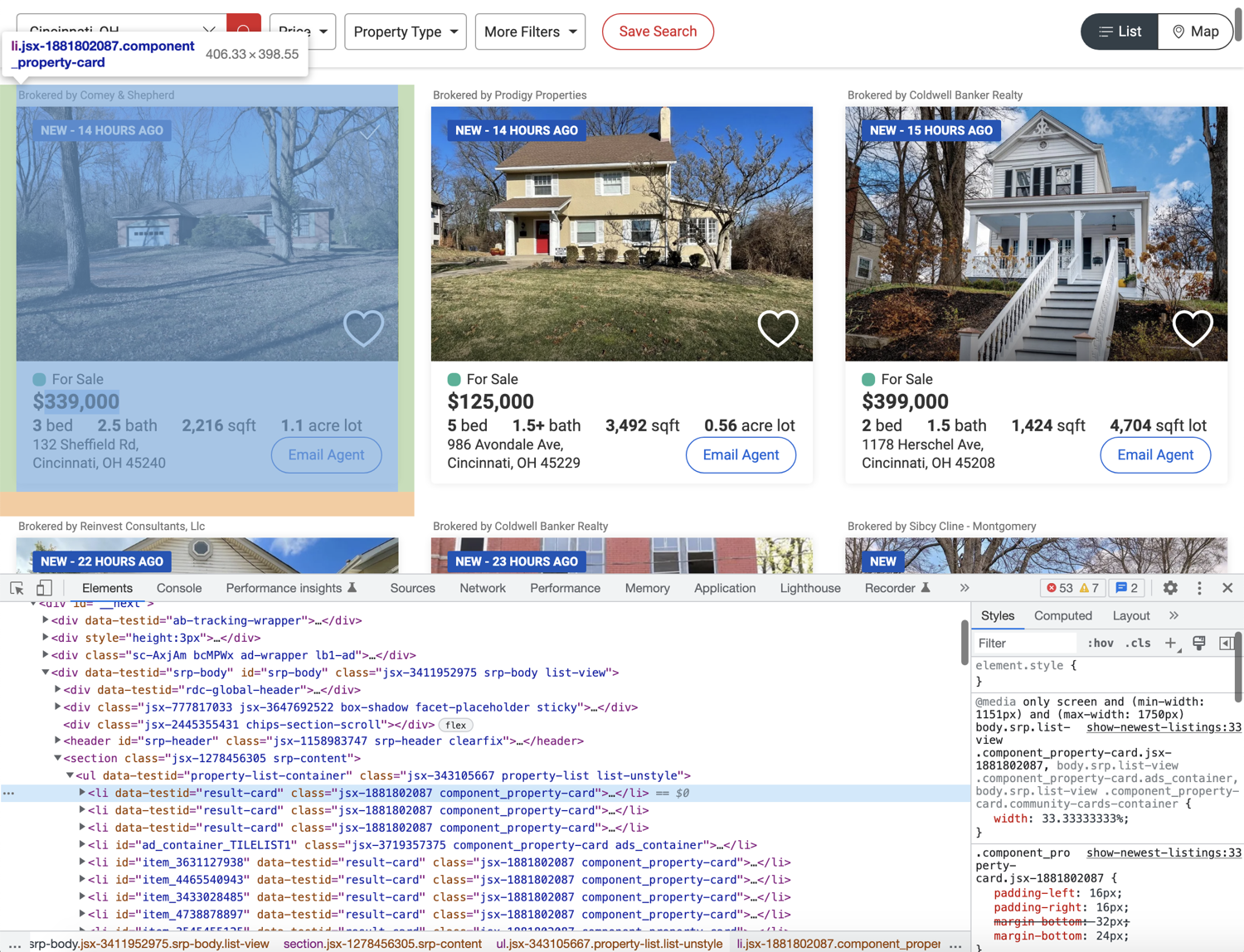 Individual listing