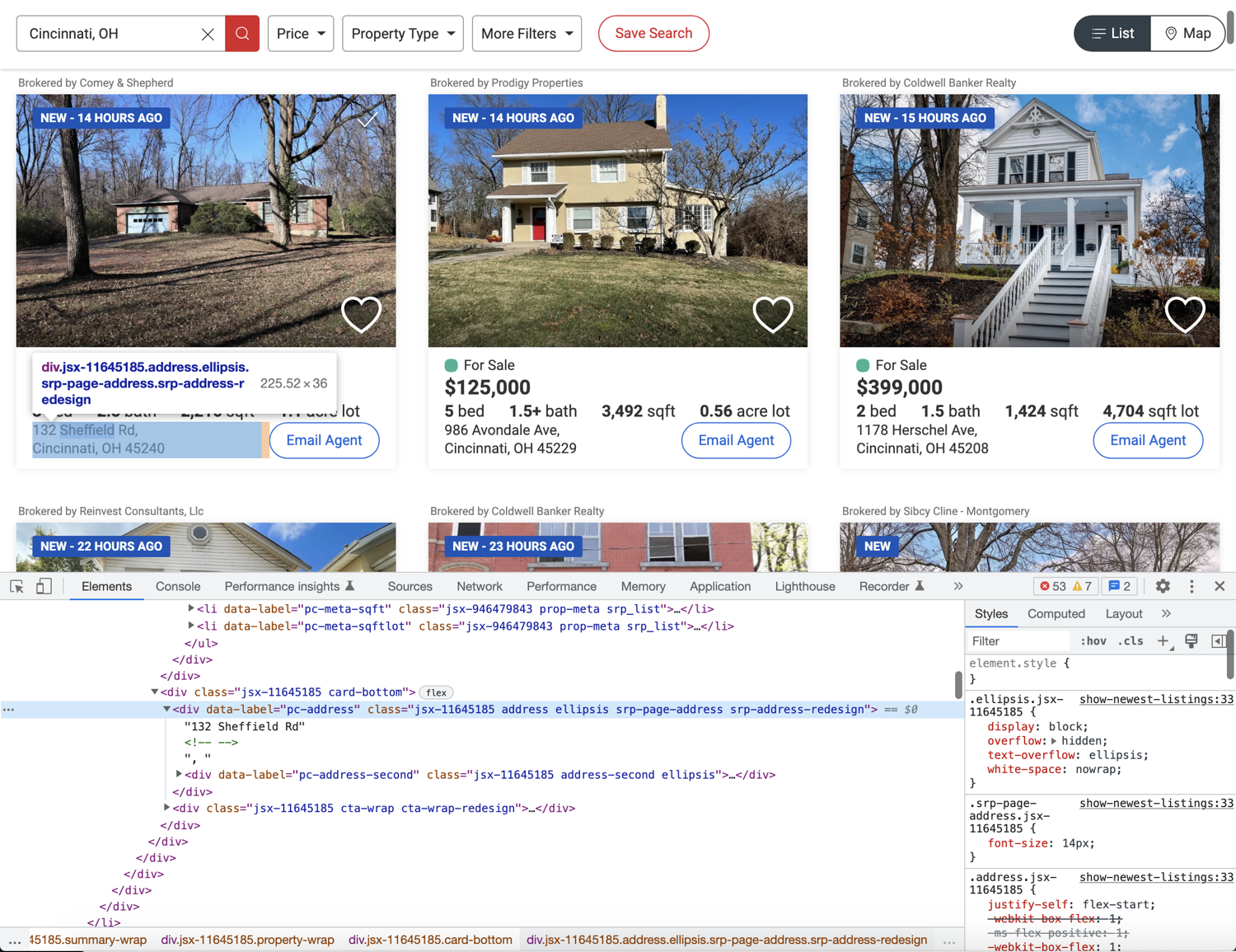 Listing address