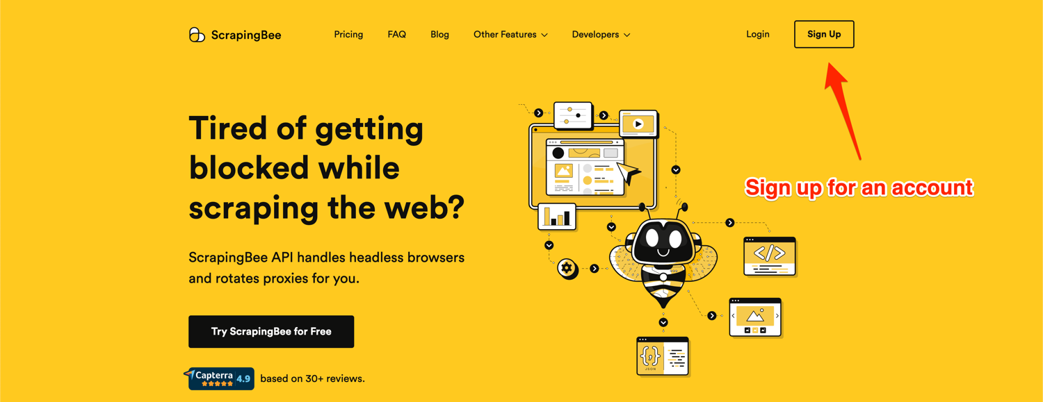 ScrapingBee signup