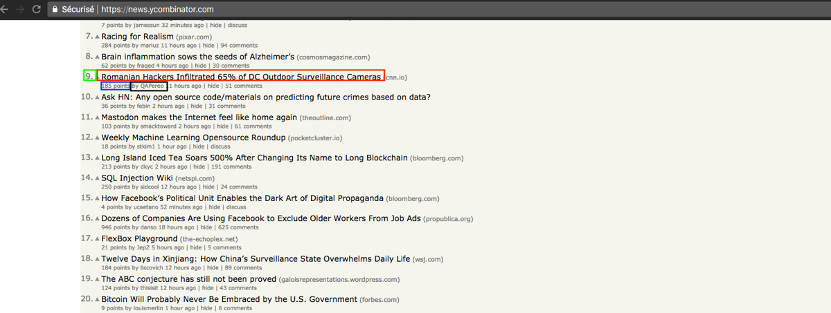 Hacker News home page
